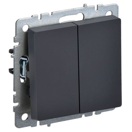 выключатель 2-клавишный IEK BRITE 10А графит вывод кабеля iek brite графит