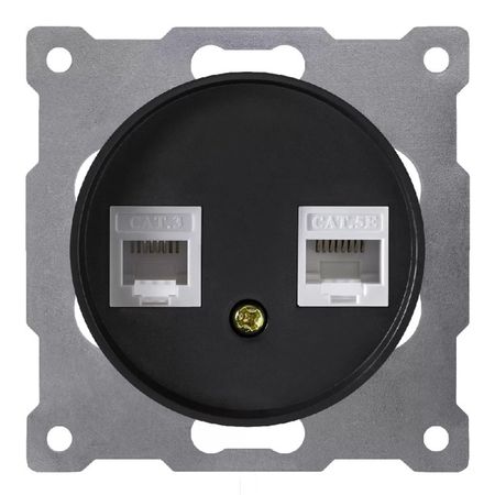 розетка 2 поста телефон/компьютер RJ11/RJ45 кат.5e ONEKEYELECTRO Florence чёрный eleabc rj11 6p6c сетевой разъем 6pin