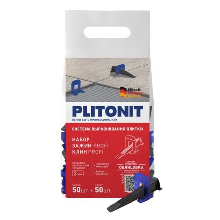 система для выравнивания плитки Зажим PLITONIT SVP-PROFI 2мм 50шт + клин 50шт система для выравнивания плитки зажим plitonit svp profi 0 7мм 50шт клин 50шт