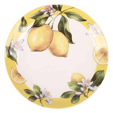 тарелка TODELIA Лимоны 21,5см десертная костяной фарфор