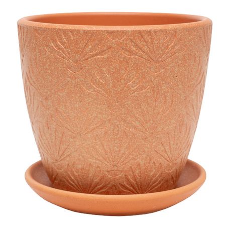 горшок бетонный с поддоном Веер бутон 2,2л d18 h15 терракота бамбуковый веер для декора