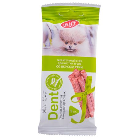 лакомство для собак мини пород BIFF Dent жевательный снек со вкусом утки 5шт мини утки из смолы 3 а