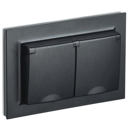 розетка 2 поста IEK BRITE с/з с/ш с крышкой 16А IP44 в сборе черный передсветильник фара в сборе для geely emgrand x7 2011 12 13 14 15 2016