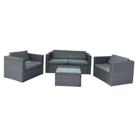 набор мебели искусственный ротанг 4 предмета темно-серый угловой диван boss 3 0 max велюр alkantara серый