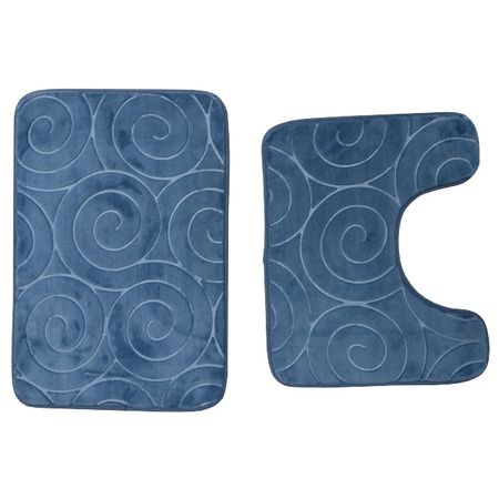 набор ковриков DASCH Fresh Спирали для ванной 40х60см и для туалета 40х50см синий прямоугольная табличка для туалета нет курения акрил