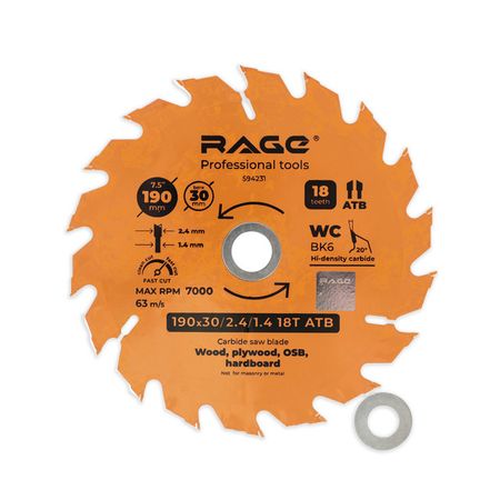 диск пильный по дереву RAGE by VIRA Fast cut 190х30/20/16мм 18 зубьев диск пильный rage furious fast cut по дереву 210х25 4 20 16мм 14 зубьев