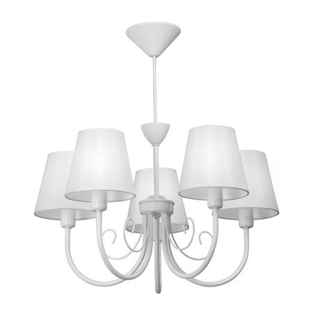 люстра подвесная VITALUCE Вау E14 5х40Вт текстиль металл белый