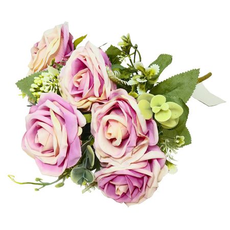 растение искусственное Роза (9 шт) розовый 44см растение искусственное роза кустовая букет 32см в асс те