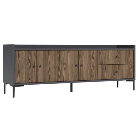 тумба ТВ Teravvio с закрытыми полками 1802х400х650мм графит/сосна глэм ЛДСП