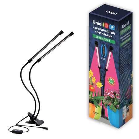 светильник светодиодный UNIEL для растений 15Вт на прищепке SPSB IP40 черный лампа настольная uniel для растений 15вт на прищепке sple ip40