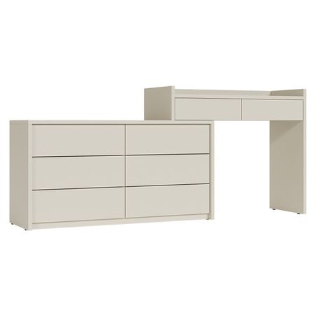 комод с туалетным столиком Teravvio 1900х400х830мм серый шёлк ЛДСП