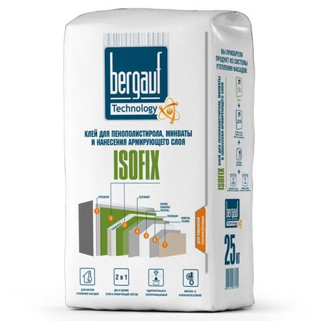 клей для пенополистирола BERGAUF Isofix 25 кг шарики из пенополистирола felicoalice 15г
