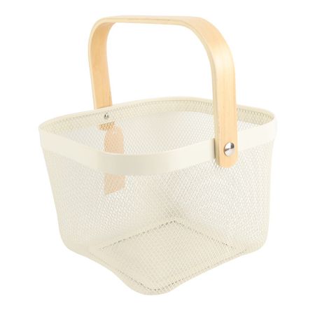 корзина для хранения TODELIA Thorm 250х245х185мм с ручкой металл/дерево белая шкатулка todelia seasons 24х17 6х7см дерево