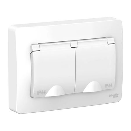розетка 2 поста SYSTEME ELECTRIC Blanca IP44 с/з с/ш с крышкой 16А 250В белый розетка 1 пост tv schneider electric blanca белый