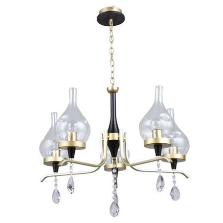 люстра подвесная DECITY Каталина 5х60Вт E27 металл стекло черный шар коломеев лошадка 65мм символ года стекло мультиколор