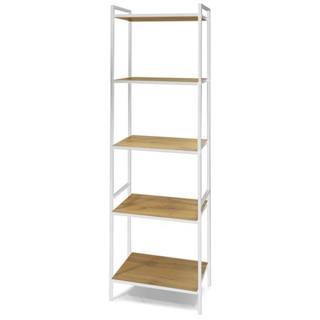 стеллаж пять полок 450х300х1550мм ЛДСП/металл дуб вотан/белый столик на колесных опорах м147 500х300х750мм делано лдсп металл