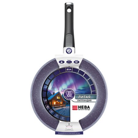 сковорода НМП Лапландия 24см антипр.покр. литой алюминий съёмная ручка индукция