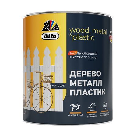 эмаль алкидная DUFA Дерево металл пластик белая 2л, арт.МП00-012376