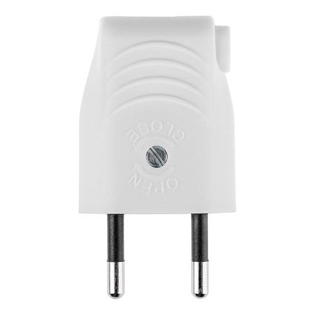 вилка TDM угловой вывод проводника 10А 250В б/з белая лапчатка белая в капсулах 90шт сила феникса