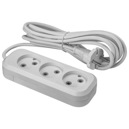 удлинитель ОНЛАЙТ 3м 3-местный б/з IP20 10А белый удлинитель 3м 3 местный б з 2х0 75мм кв