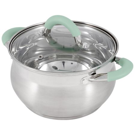 кастрюля MALLONY Mentolo 2,6л 18см нерж.сталь стеклянная крышка индукция ковш mallony buono 0 75л 14см нерж   без крышки индукция