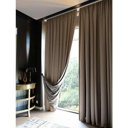 штора портьерная на шт.ленте GARDEN Теамо блэкаут/светоотраж. 200х280см т.бежевая, арт.сw539125V2