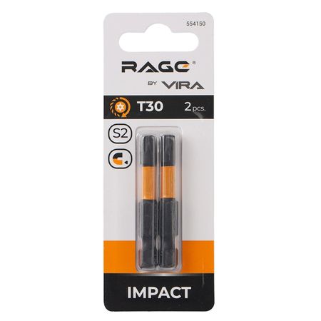 бита RAGE by VIRA TORX T30 50мм 2шт бита redverg torx tamper 40х50мм 2шт