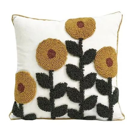 наволочка декоративная TODELIA Подсолнухи 45х45см белая, арт. HPW0136A-A искусственные шелковые подсолнухи zqnycy 100 шт