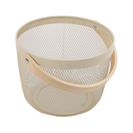 корзина TODELIA Netty 250х245х185мм с ручкой металл/дерево кремовый шкатулка todelia seasons 24х17 6х7см дерево