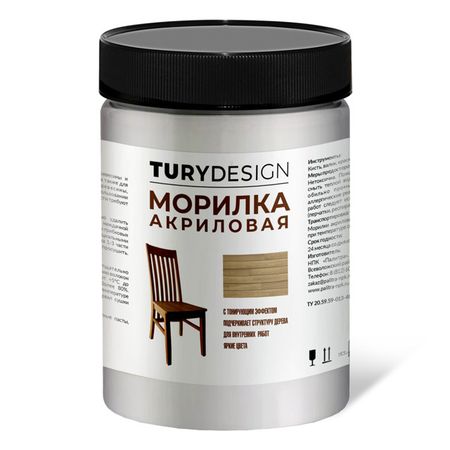 морилка акриловая TURYDESIGN белая 580мл, арт.T1-00014905