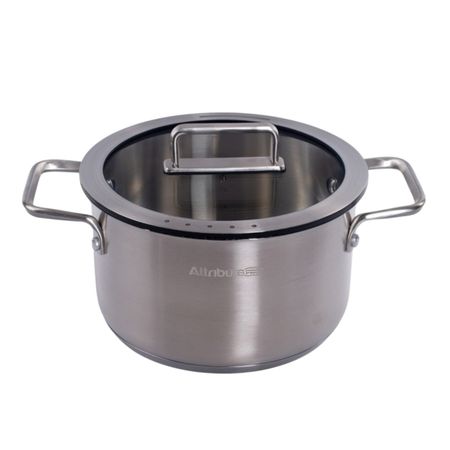 кастрюля ATTRIBUTE Argento 3,4л 20см нерж.сталь стеклянная крышка индукция посуды mallony mediano 6 предм 1 9 2 6 3 6л 16 18 20см нерж индукция