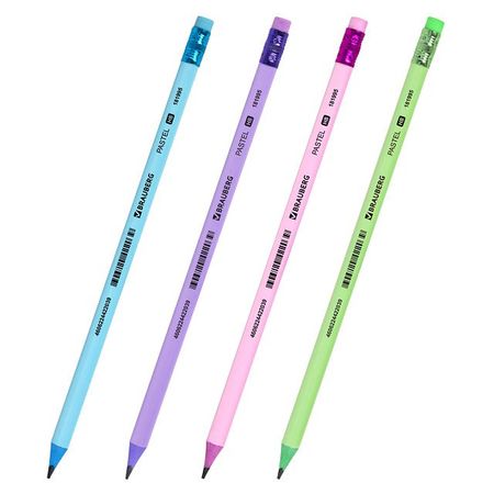 карандаш ч/г BRAUBERG Pastel HB 1шт ластик пластик