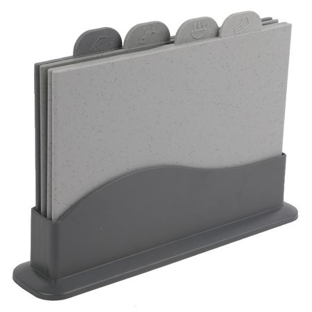 набор досок раздел. TODELIA 4шт 27x18см на подставке пластик ножей inhouse vokter 3 предмета на подставке нерж   пластик серый