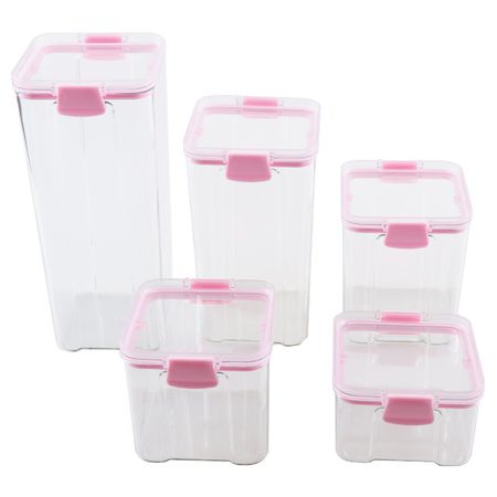 набор контейнеров TODELIA Big family 5шт 0,45л, 0,7л, 0,95л, 1,3л, 1,8л квадратный ПЭТ, ТПЭ, полисти