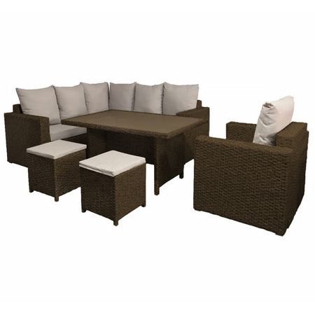 комплект мебели Реймс искусственный ротанг (угловой диван, кресло, 2 пуфика, стол) угловой диван king modool max велюр alkantara оранж