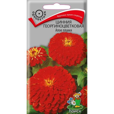 семена Цинния георгиноцветковая Алое пламя ПОИСК 0,4г семена цинния алое пламя дом семян 0 22г