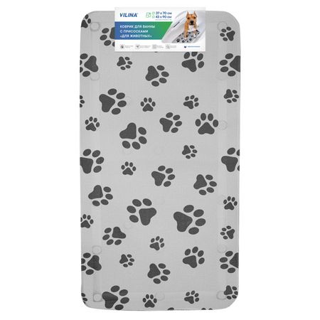 коврик для ванны ВИЛИНА Лапки 43х90см для животных серый резиновые ластики blingird кошачьи лапки