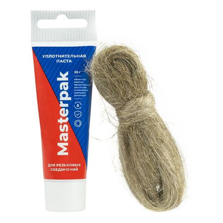 комплект паста уплотнительная Masterpak (вода, пар) 25 г + лён в тубе паста уплотнительная masterpak для воды 70 г