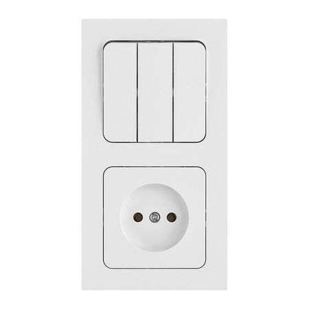 блок 3-клавишный выключатель и розетка BYLECTRICA Аструм б/з белый