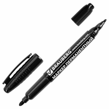 маркер перманентный двусторонний BRAUBERG 2-4мм круглый чёрный пластик чернила jinhao hongdian majohn 60 мл 48 ов