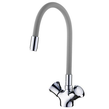 смеситель для кухни LEDEME L4022-9 гибкий излив 137мм серый