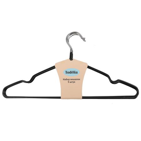набор вешалок TODELIA 5шт 40см универсальные для легкой одежды металл с ПВХ покрытием черный крючки для вешалок пластиковые металл 30 шт