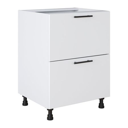 кухонный шкаф напольный Белый лед 820х600х504мм 2 ящика МДФ/ЛДСП шкаф напольный белый глянец 820х600х504мм 2 ящика мдф лдсп