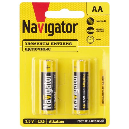 батарейка NAVIGATOR алкалиновая LR6 AA блистер 2шт батарейка navigator high power аа алкалиновая 12шт