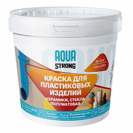 краска в/д  AQUASTRONG для пластика, керамики, стекла полуматовая  1,2 кг белая, арт.4607130866566 пиратский корабль из пластика bgvfive