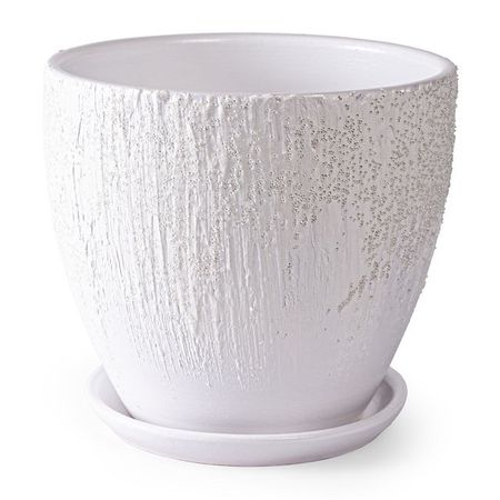 горшок керамический с поддоном Айсберг 1,4л d15 h13см  белый