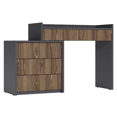 комод с туалетным столиком Teravvio 1320х400х830мм Графит/Сосна Глэм