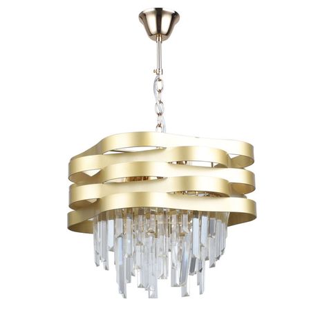 люстра подвесная DECITY Бриз 4х60Вт E27 металл хрусталь золотой