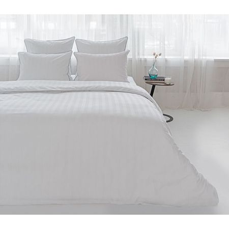 постельное белье евро STENOVA HOME Снежная Ривьера/Riviera Snow сатин-страйп 4 нав.50х70 и 70х70см, пододеяльник actuel сатин страйп светло 150х215 см