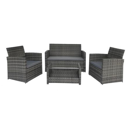 набор мебели искусственный ротанг 4 предмета серый угловой диван boss 3 0 max велюр alkantara серый